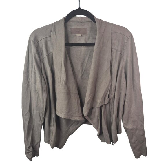 BlankNYC Womens Jacket Size L Moto Suede Brown Drape Asymmetrical Lightweight - Picture 1 of 8